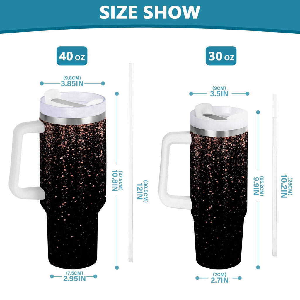 40 oz Insulated Stainless Steel Tumbler Double Wall Stainless Steel Tumbler with 2-Way Drinking Rose Gold Glitter - Pick 962