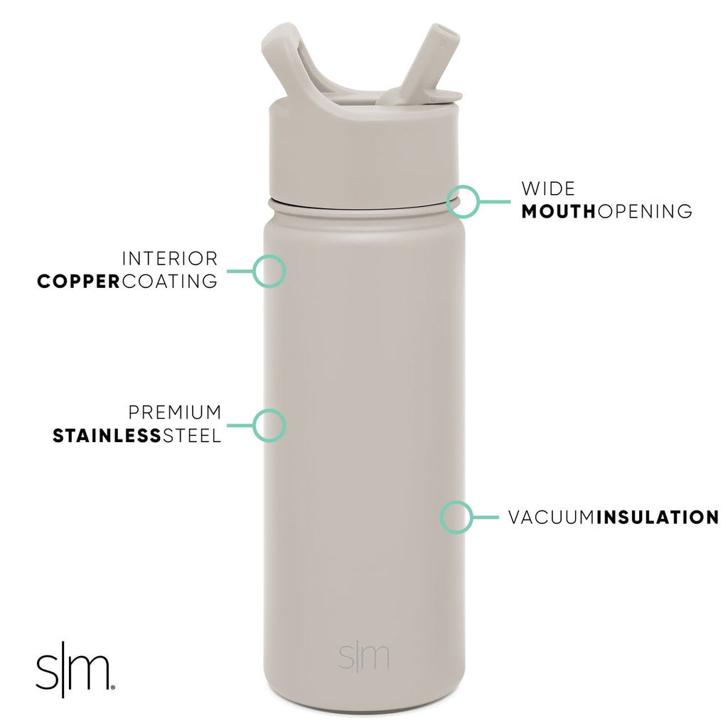Simple Modern Summit Water Bottle Straw Lid Vacuum Insulated Stainless Steel Bottle | 18 fl oz - Pick 395