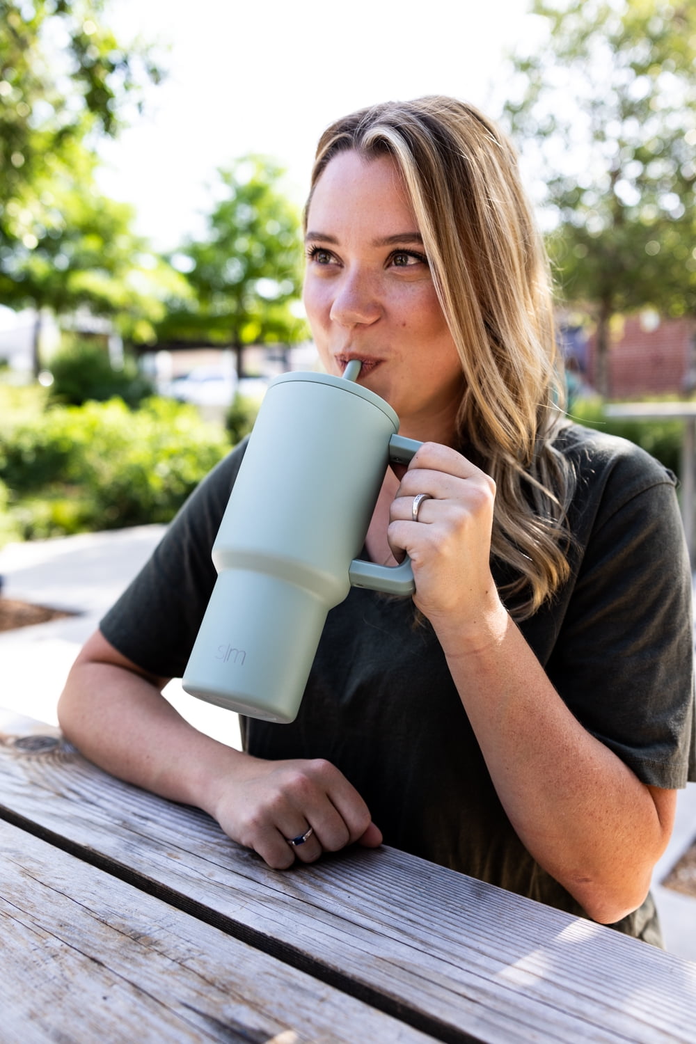Simple Modern 30 fl oz Insulated Stainless Steel Trek Tumbler with Straw Lid | Seaglass Sage and Cream Checkmate - Pick 125