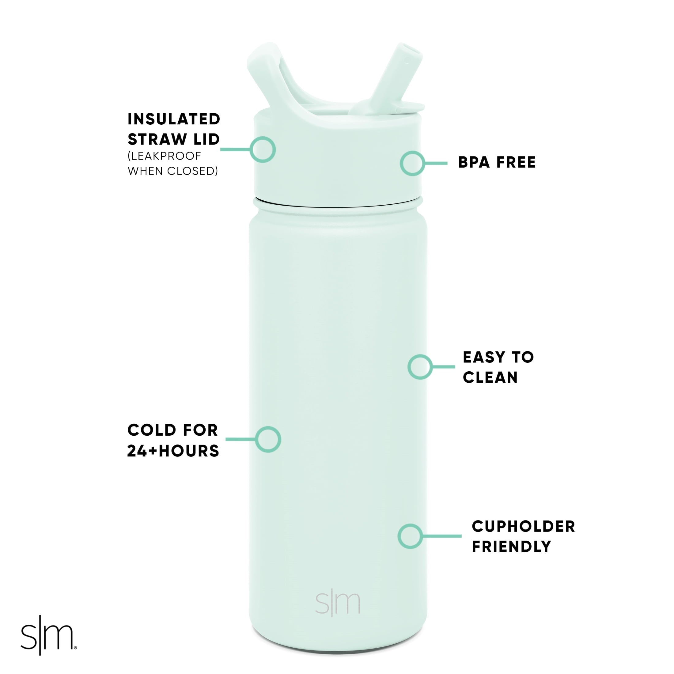 Simple Modern Summit Water Bottle Straw Lid Vacuum Insulated Stainless Steel Bottle | 18 fl oz - Pick 395