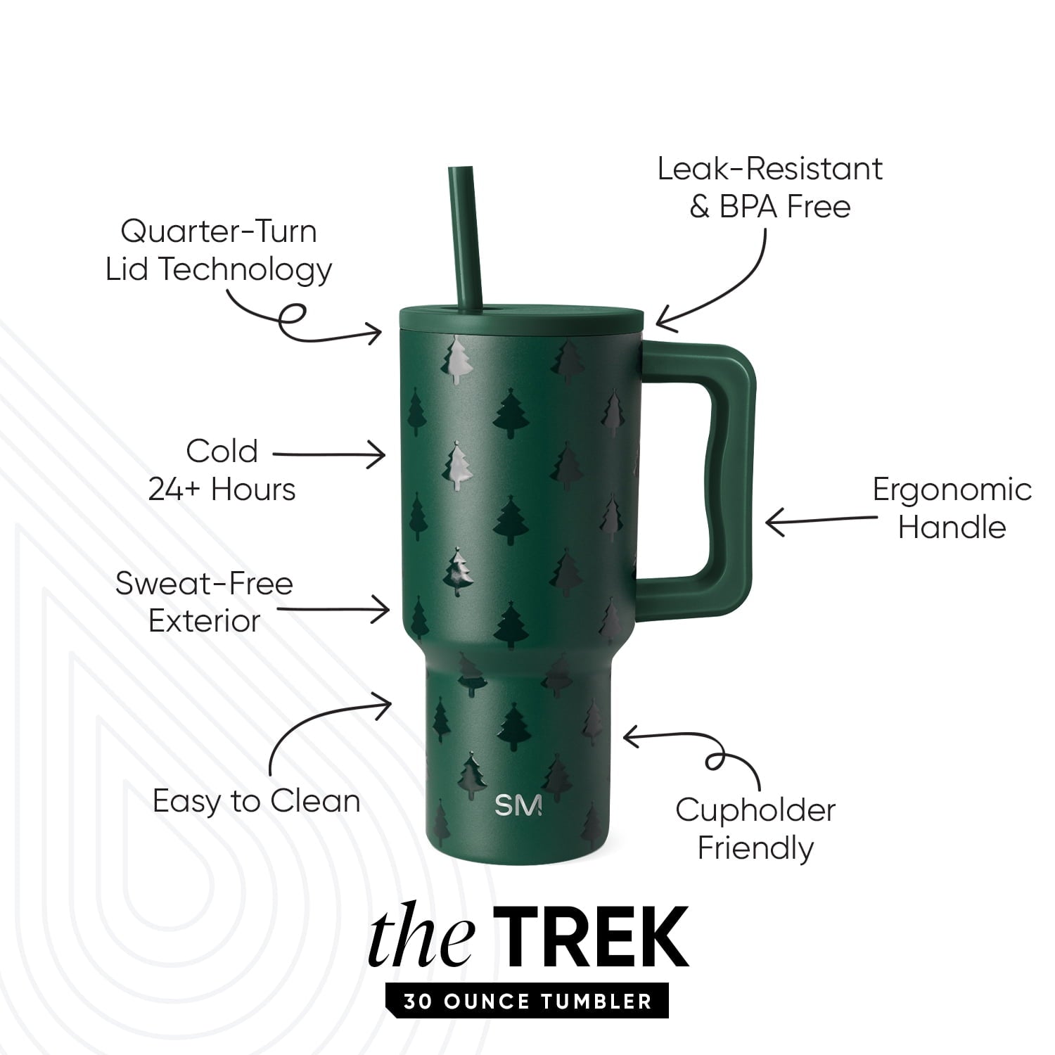 Simple Modern 30 fl oz Insulated Stainless Steel Trek Tumbler with Straw Lid | Seaglass Sage and Cream Checkmate - Pick 125