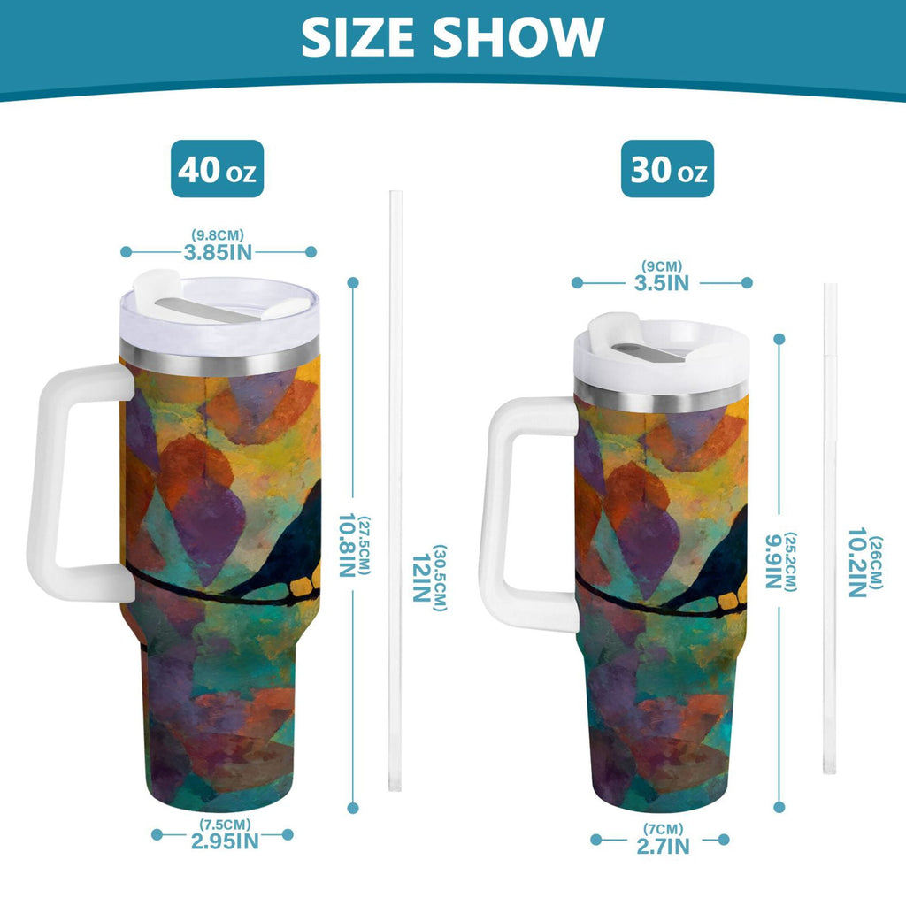 30 oz Insulated Stainless Steel Tumbler Double Wall Stainless Steel Tumbler with 2-Way Drinking Birds on A Wire - Pick 111