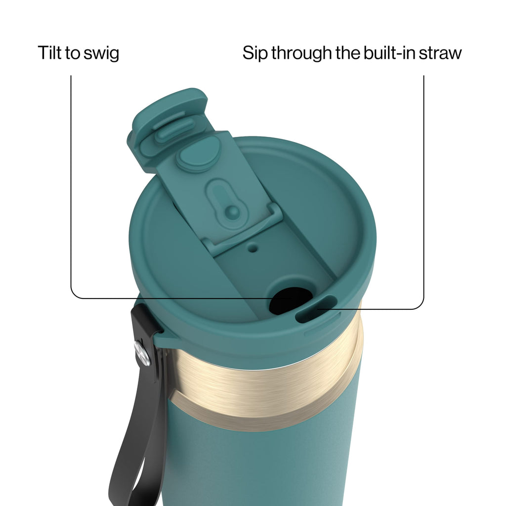 Contigo DualSip 24 oz Leakproof Insulated Water Bottle with Carrying Strap and 2-Way Lid - Pick 876