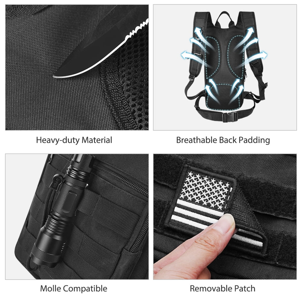 Brightify 17L Hydration Backpack with 3L TPU Water Bladder, Camel Backpack Hydration Pack for Hiking Hunting Climbing Cycling Biking Running, Molle Compatible Water Backpack for Men Women, Black - Pick 261