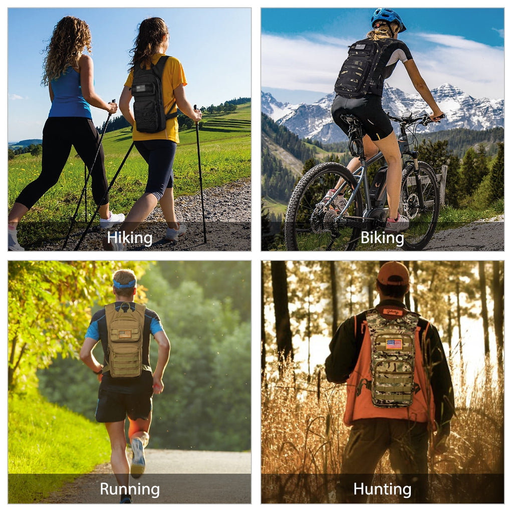 Brightify 17L Hydration Backpack with 3L TPU Water Bladder, Camel Backpack Hydration Pack for Hiking Hunting Climbing Cycling Biking Running, Molle Compatible Water Backpack for Men Women, Black - Pick 261