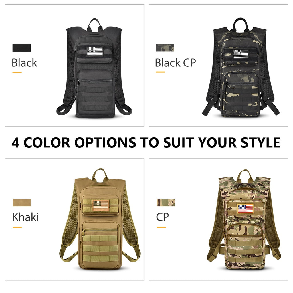 Brightify 17L Hydration Backpack with 3L TPU Water Bladder, Camel Backpack Hydration Pack for Hiking Hunting Climbing Cycling Biking Running, Molle Compatible Water Backpack for Men Women, Black - Pick 261