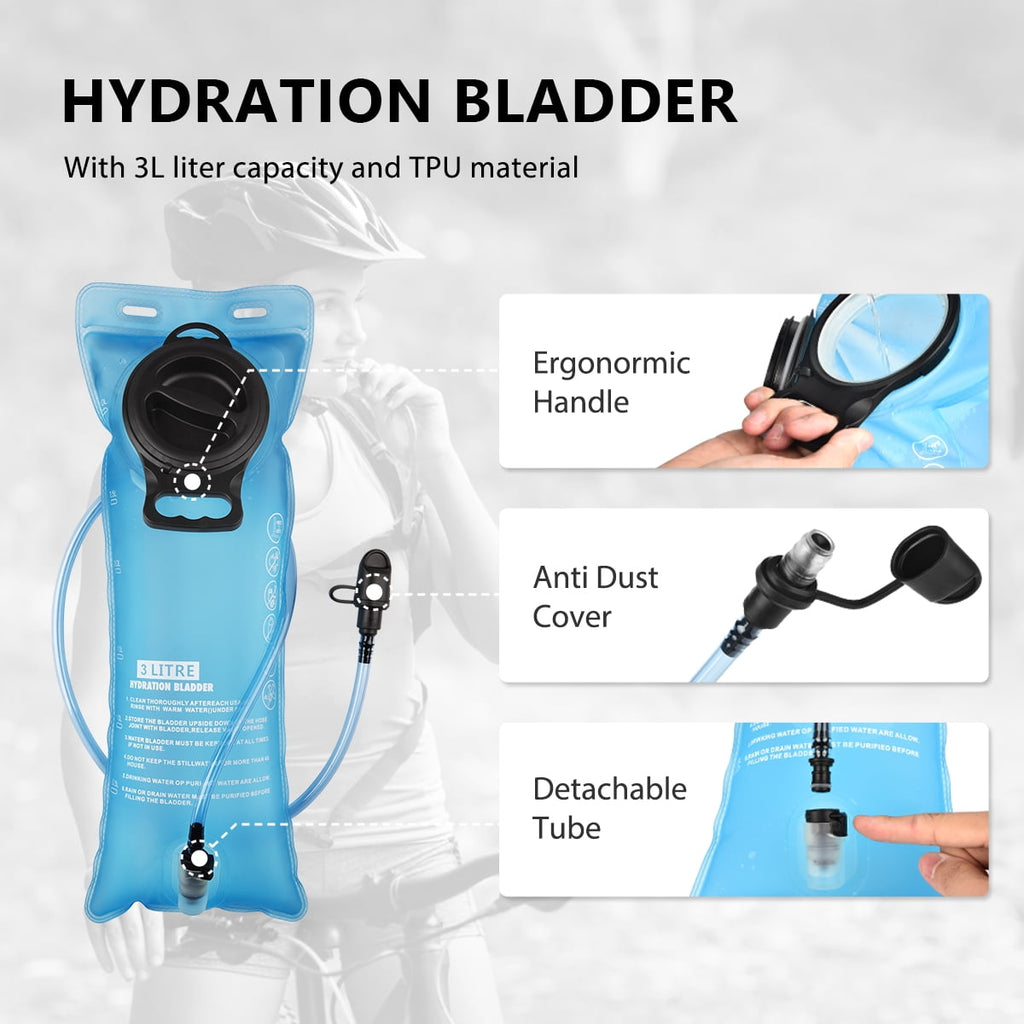 Brightify 17L Hydration Backpack with 3L TPU Water Bladder, Camel Backpack Hydration Pack for Hiking Hunting Climbing Cycling Biking Running, Molle Compatible Water Backpack for Men Women, Black - Pick 261