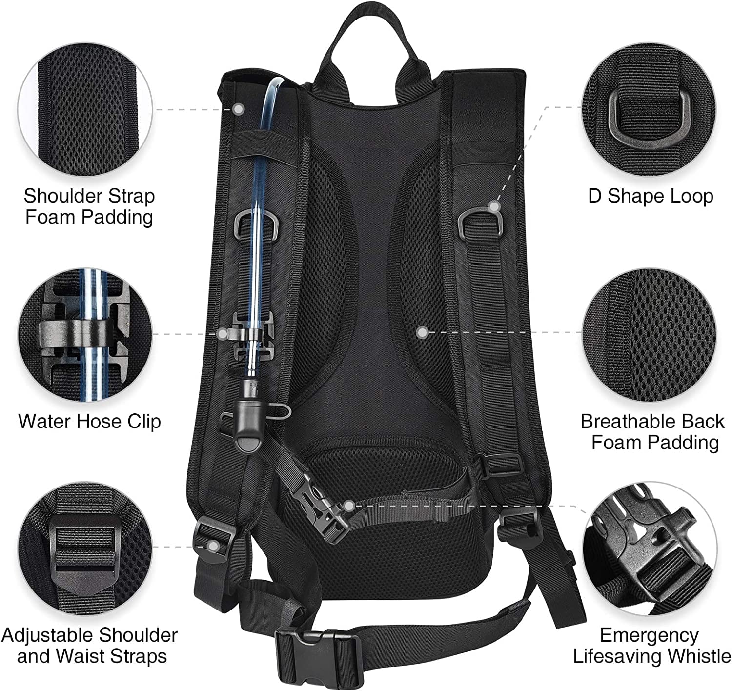Brightify 17L Hydration Backpack with 3L TPU Water Bladder, Camel Backpack Hydration Pack for Hiking Hunting Climbing Cycling Biking Running, Molle Compatible Water Backpack for Men Women, Black - Pick 261