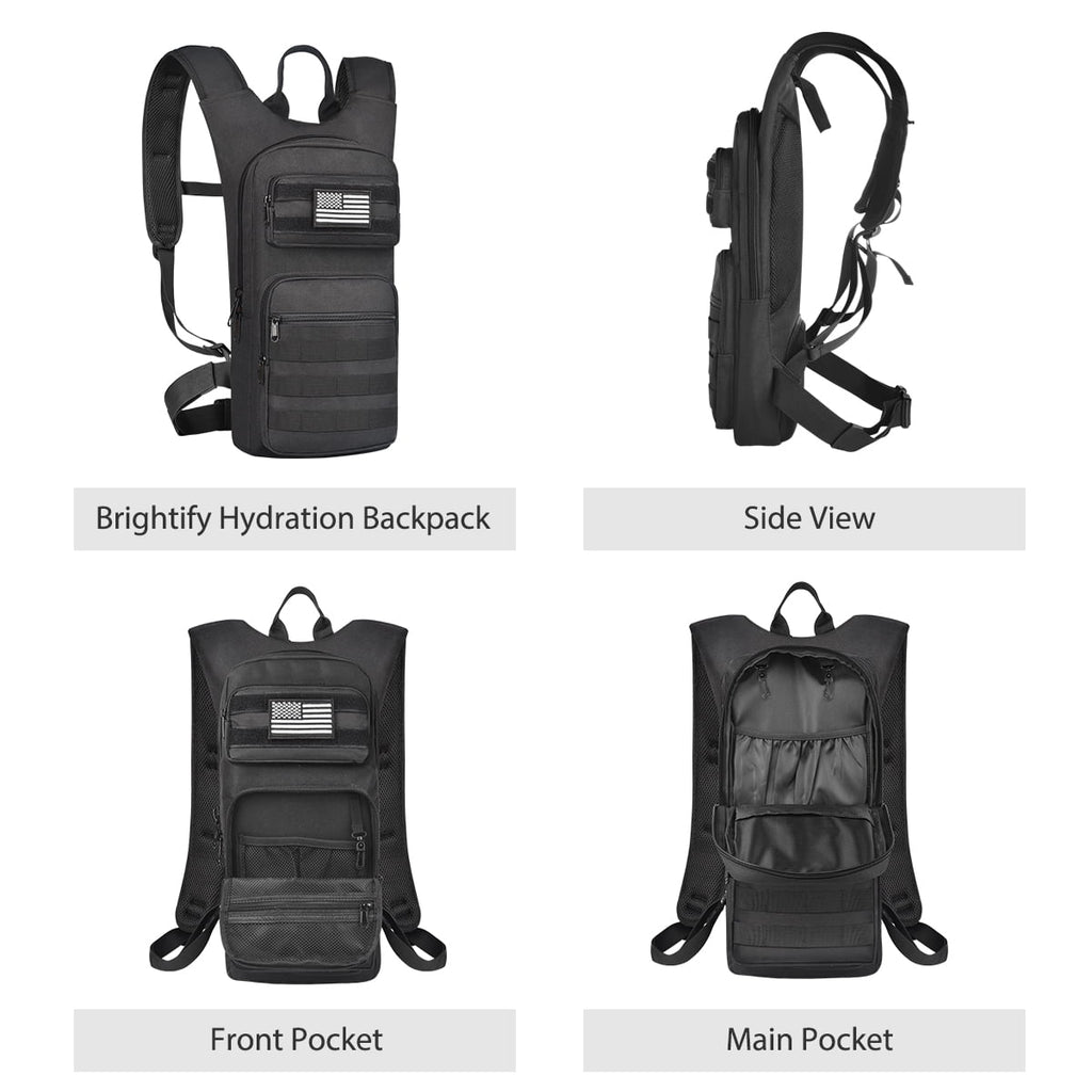 Brightify 17L Hydration Backpack with 3L TPU Water Bladder, Camel Backpack Hydration Pack for Hiking Hunting Climbing Cycling Biking Running, Molle Compatible Water Backpack for Men Women, Black - Pick 261