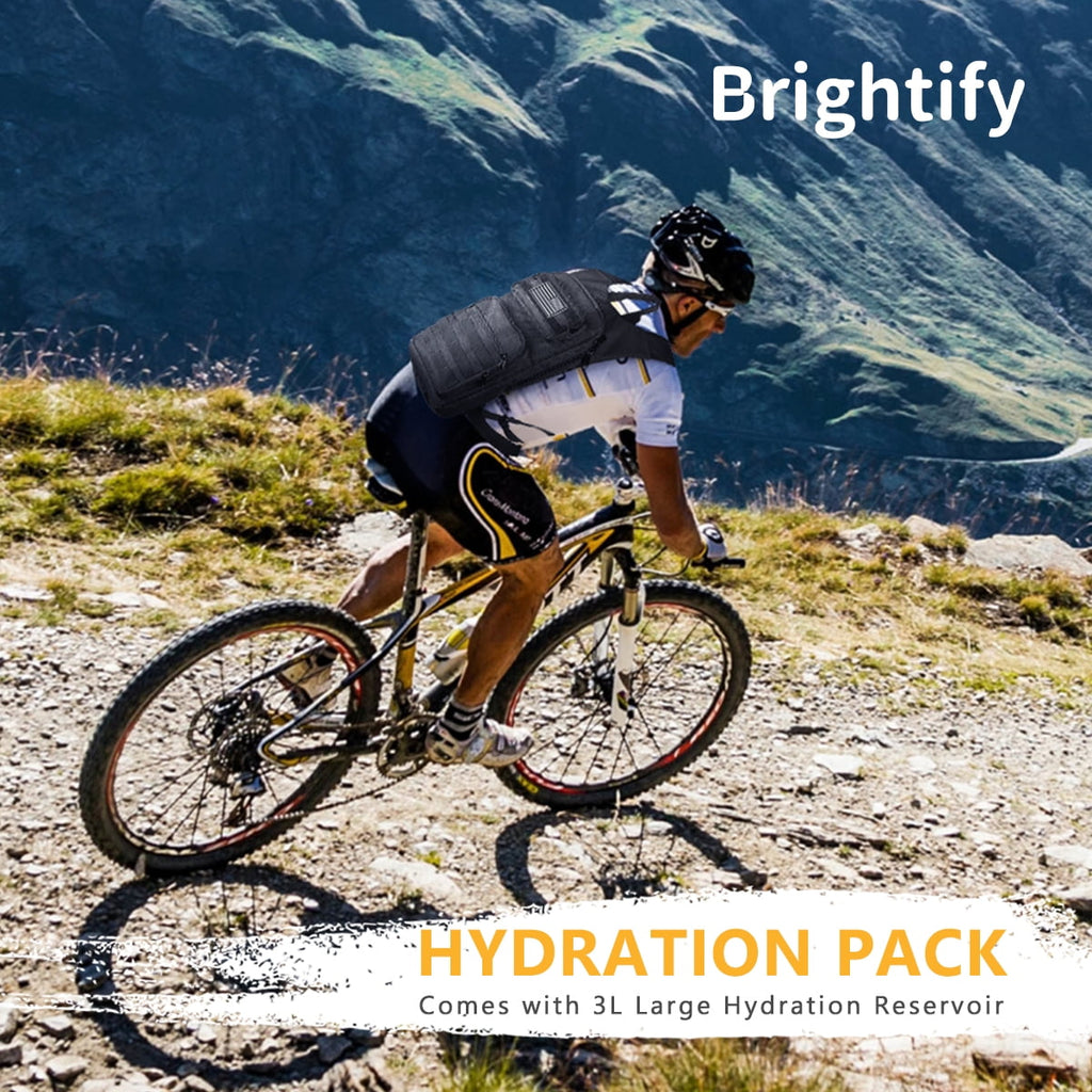 Brightify 17L Hydration Backpack with 3L TPU Water Bladder, Camel Backpack Hydration Pack for Hiking Hunting Climbing Cycling Biking Running, Molle Compatible Water Backpack for Men Women, Black - Pick 261