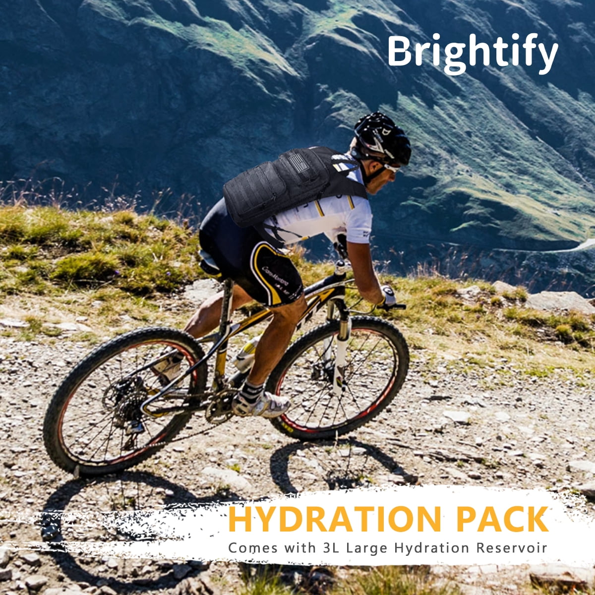 Brightify 17L Hydration Backpack with 3L TPU Water Bladder, Camel Backpack Hydration Pack for Hiking Hunting Climbing Cycling Biking Running, Molle Compatible Water Backpack for Men Women, Black - Pick 261