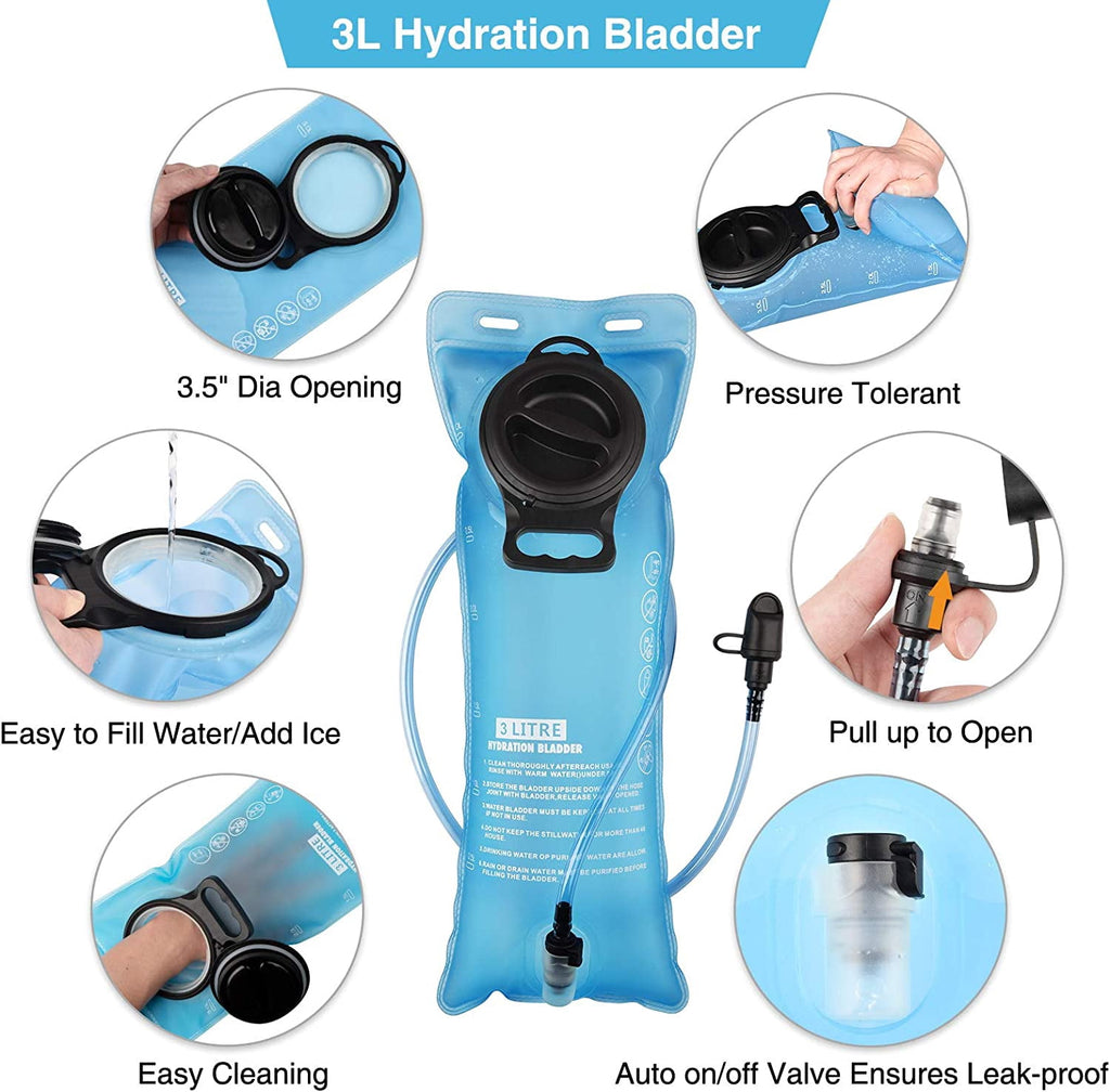 Brightify 17L Hydration Backpack with 3L TPU Water Bladder, Camel Backpack Hydration Pack for Hiking Hunting Climbing Cycling Biking Running, Molle Compatible Water Backpack for Men Women, Black - Pick 261