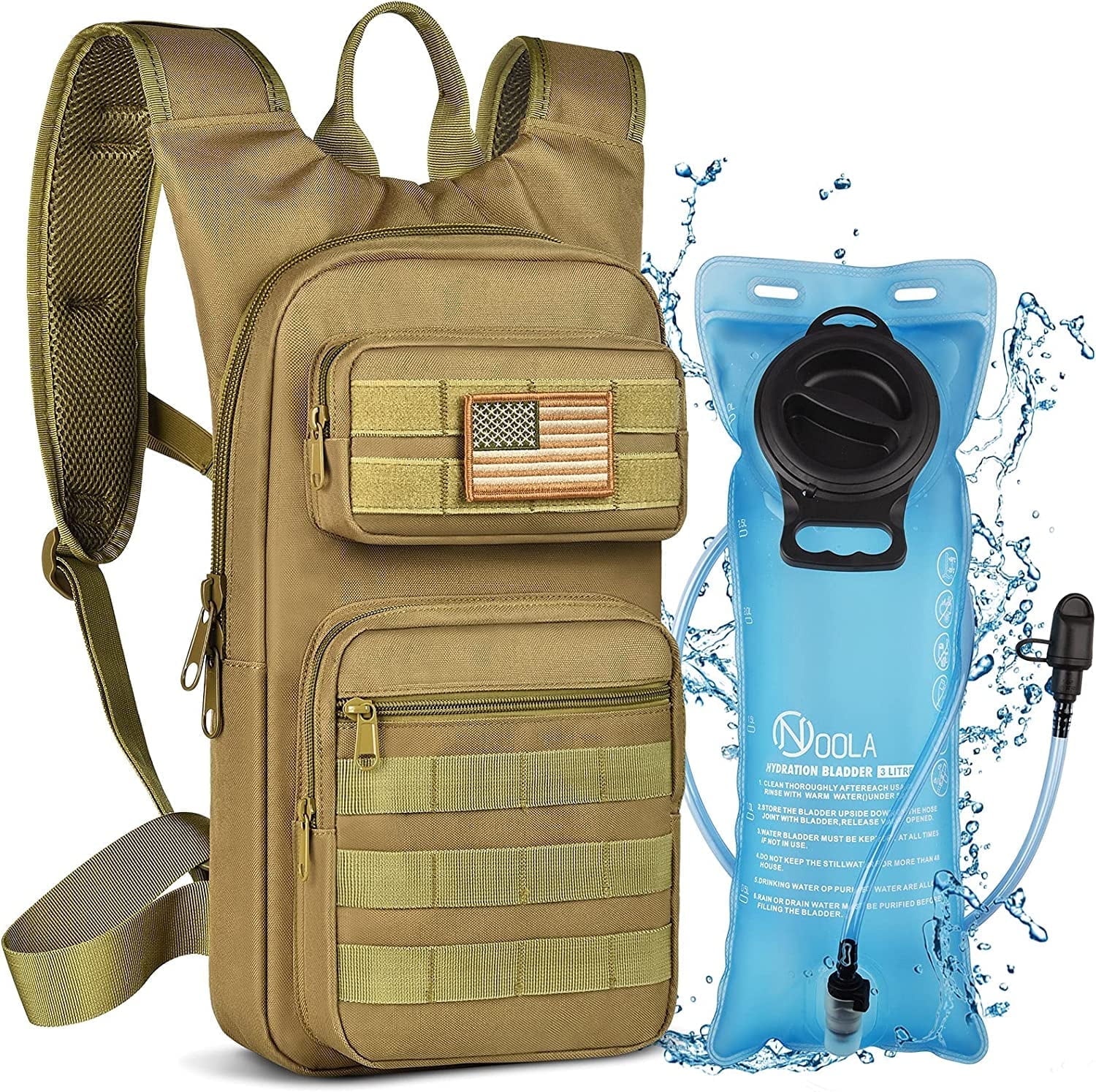 Brightify 17L Hydration Backpack with 3L TPU Water Bladder, Camel Backpack Hydration Pack for Hiking Hunting Climbing Cycling Biking Running, Molle Compatible Water Backpack for Men Women, Black - Pick 261