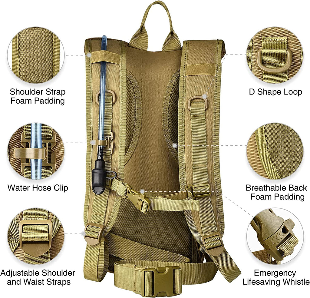 Brightify 17L Hydration Backpack with 3L TPU Water Bladder, Camel Backpack Hydration Pack for Hiking Hunting Climbing Cycling Biking Running, Molle Compatible Water Backpack for Men Women, Black - Pick 261