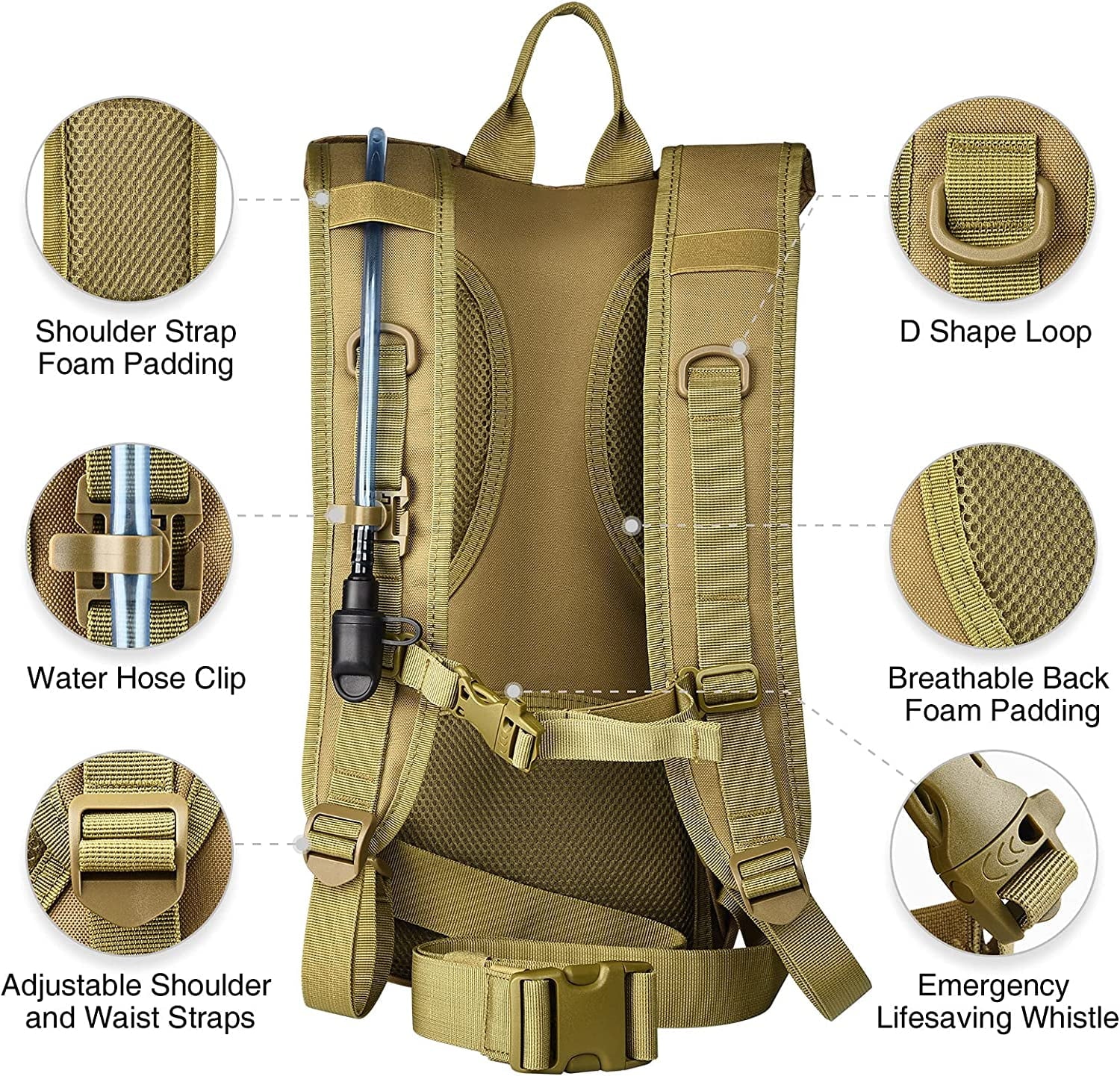 Brightify 17L Hydration Backpack with 3L TPU Water Bladder, Camel Backpack Hydration Pack for Hiking Hunting Climbing Cycling Biking Running, Molle Compatible Water Backpack for Men Women, Black - Pick 261