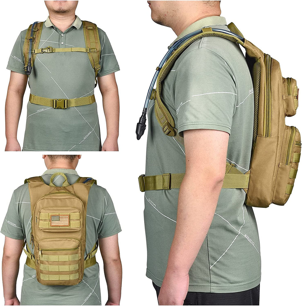 Brightify 17L Hydration Backpack with 3L TPU Water Bladder, Camel Backpack Hydration Pack for Hiking Hunting Climbing Cycling Biking Running, Molle Compatible Water Backpack for Men Women, Black - Pick 261