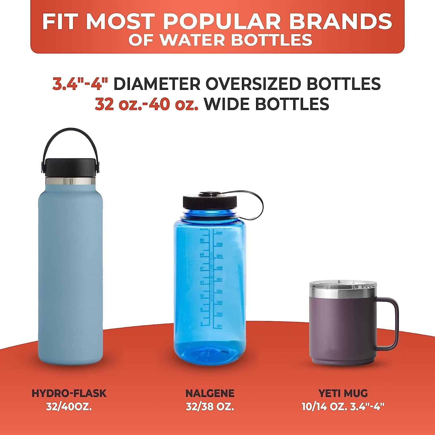 Cup Holder Expander - Fits Hydro Flasks 32/40 oz, Nalgene,  &amp; Large Bottles up to 3.8  Wide - for  up to 3.2  Wide - Black - Pick 267