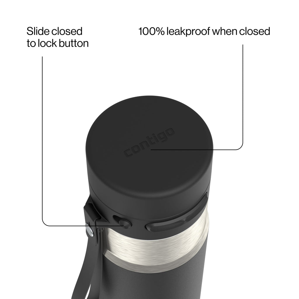 Contigo AutoPop 24 oz Leakproof Insulated Stainless Steel Water Bottle with Carry Strap and Shaker Ball - Pick 352