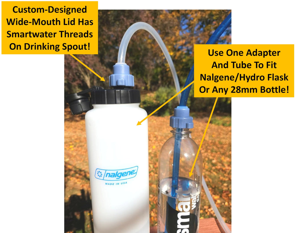Universal Hydration Adapter for Nalgene Smartwater Bottles 28mm Wide Mouth, Flip Top Spout Lid with Loop, Hiking Running Cycling Accessory, Blue - Pick 734