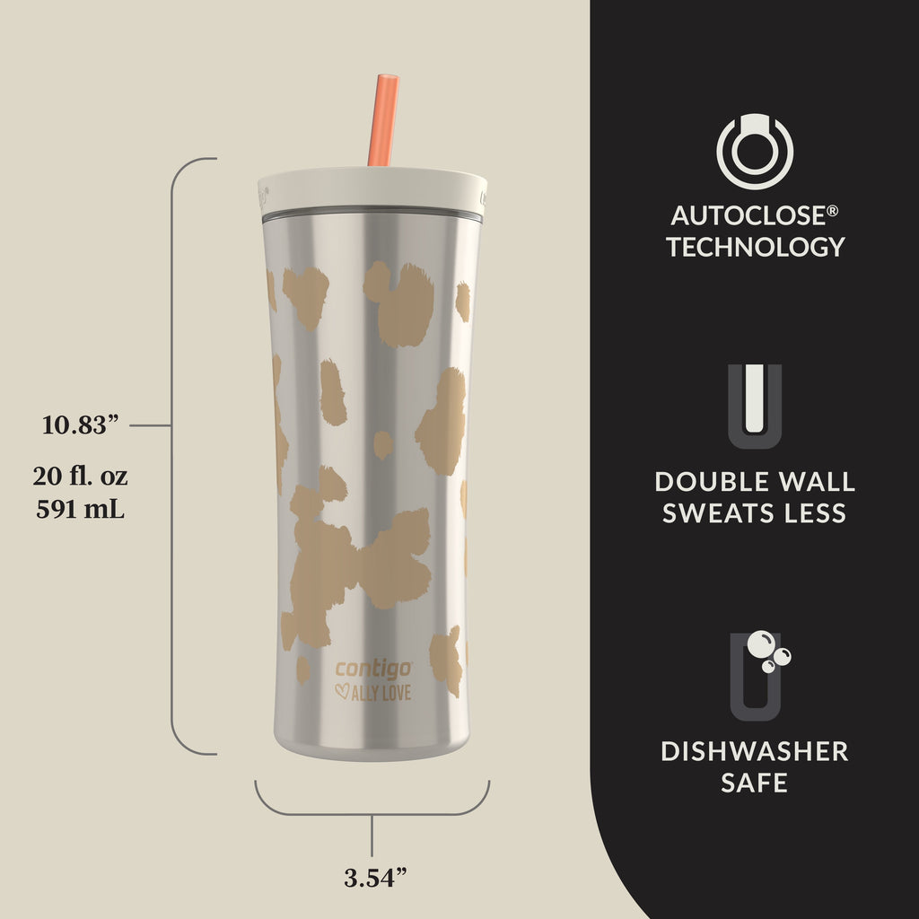 Contigo 20oz Shake &amp; Go Tumbler, Plastic with Straw, Oatmilk Cowhide Couture - Pick 605