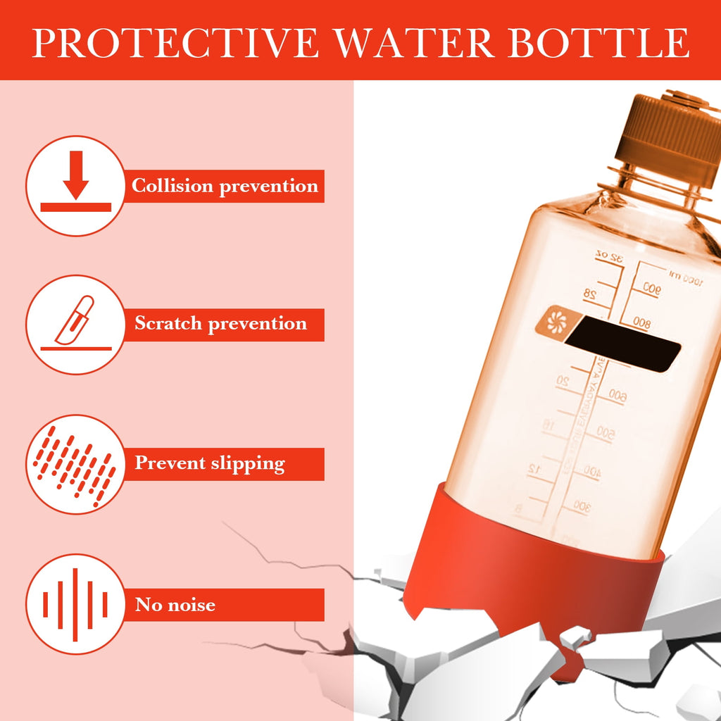 Linkidea 2 Pack Water Bottle Boot Compatible with Nalgene Sustain Wide Mouth 32oz/48oz, Narrow Mouth 32oz, Silicone Anti-Slip Bottle Bottom Bumper Protector (Red) - Pick 107