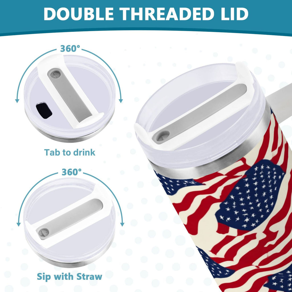 40 oz Insulated Stainless Steel Tumbler Double Wall Stainless Steel Tumbler with 2-Way Drinking Flags Abstract Design - Pick 867