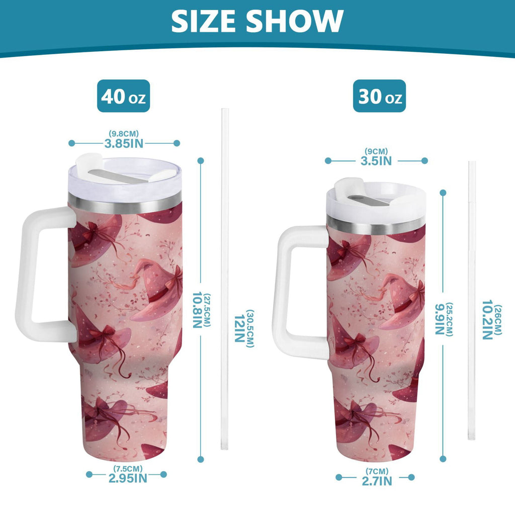 30 oz Insulated Stainless Steel Tumbler Double Wall Stainless Steel Tumbler with 2-Way Drinking Hats with Delicate Bows - Pick 670