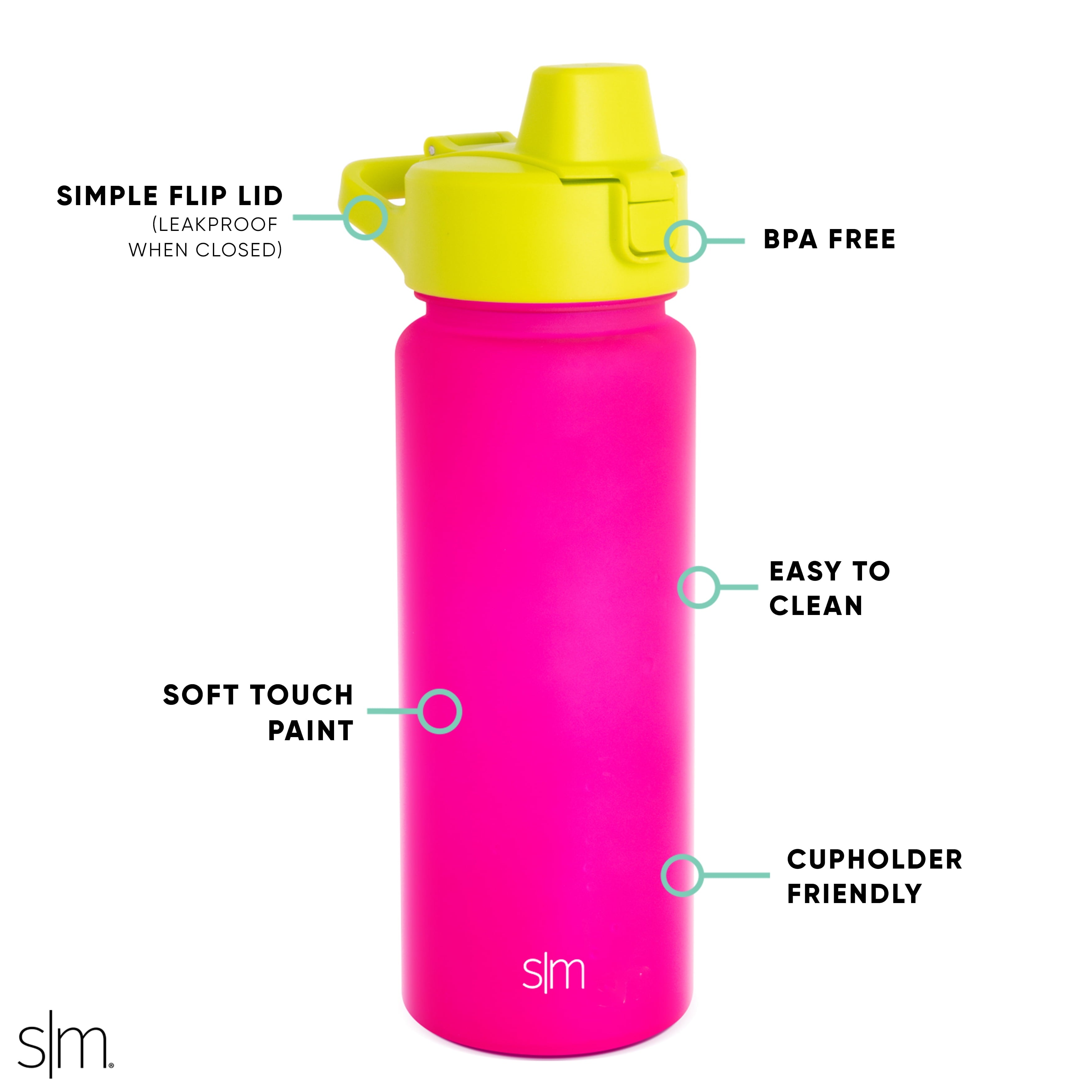 Simple Modern 22 fl oz Reusable Tritan Summit Water Bottle with Silicone Straw Lid|Raspberry Chartreuse - Pick 577
