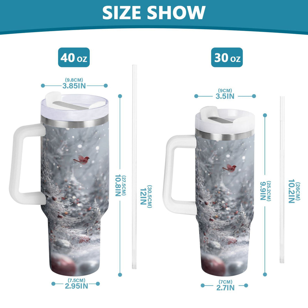 30 oz Insulated Stainless Steel Tumbler Double Wall Stainless Steel Tumbler with 2-Way Drinking Snowy Winter Landscape - Pick 324