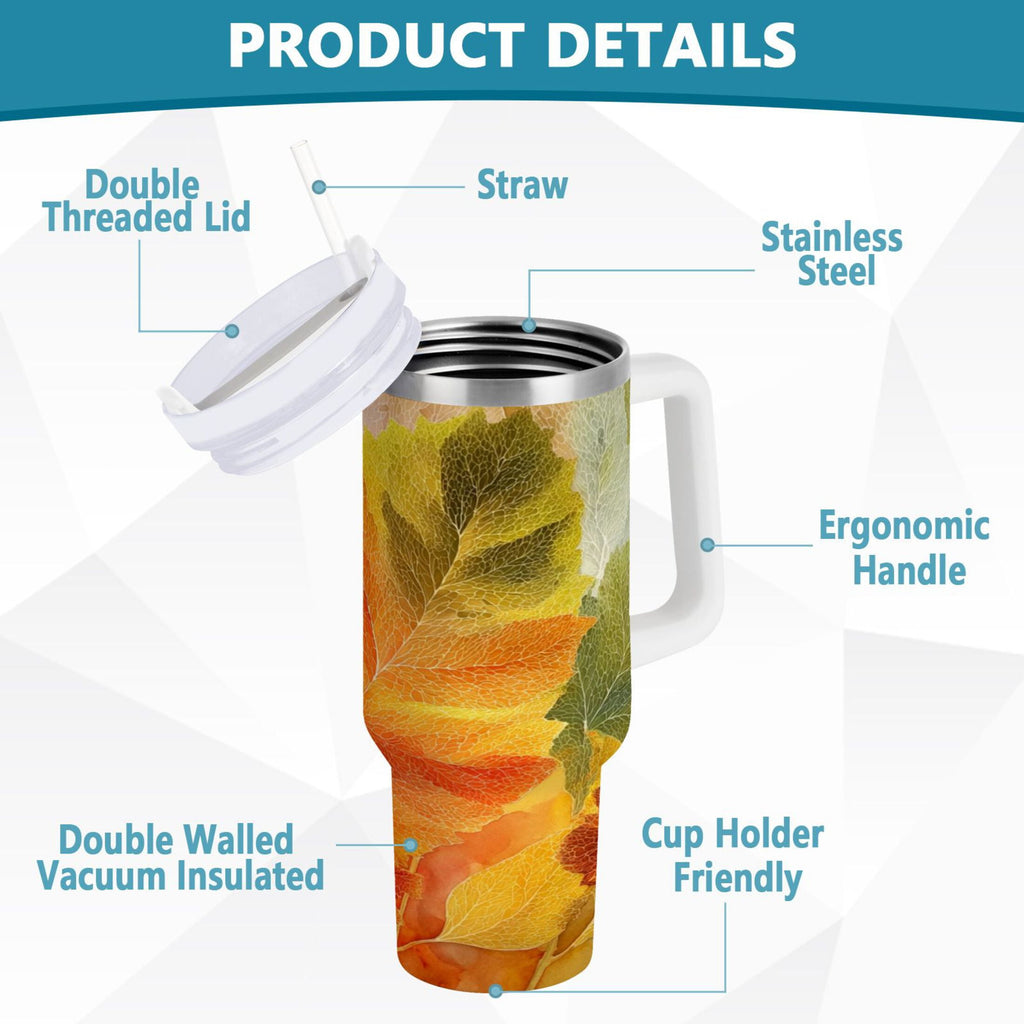 30 oz Insulated Stainless Steel Tumbler Double Wall Stainless Steel Tumbler with 2-Way Drinking Various Shades Autumn Leaves - Pick 277