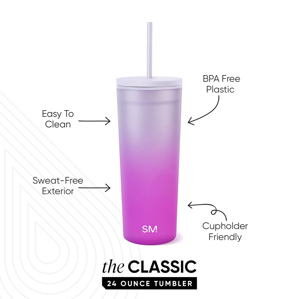 Simple Modern 24 fl oz Double Wall Plastic Classic Tumbler with Straw|Opalescent - Pick 299