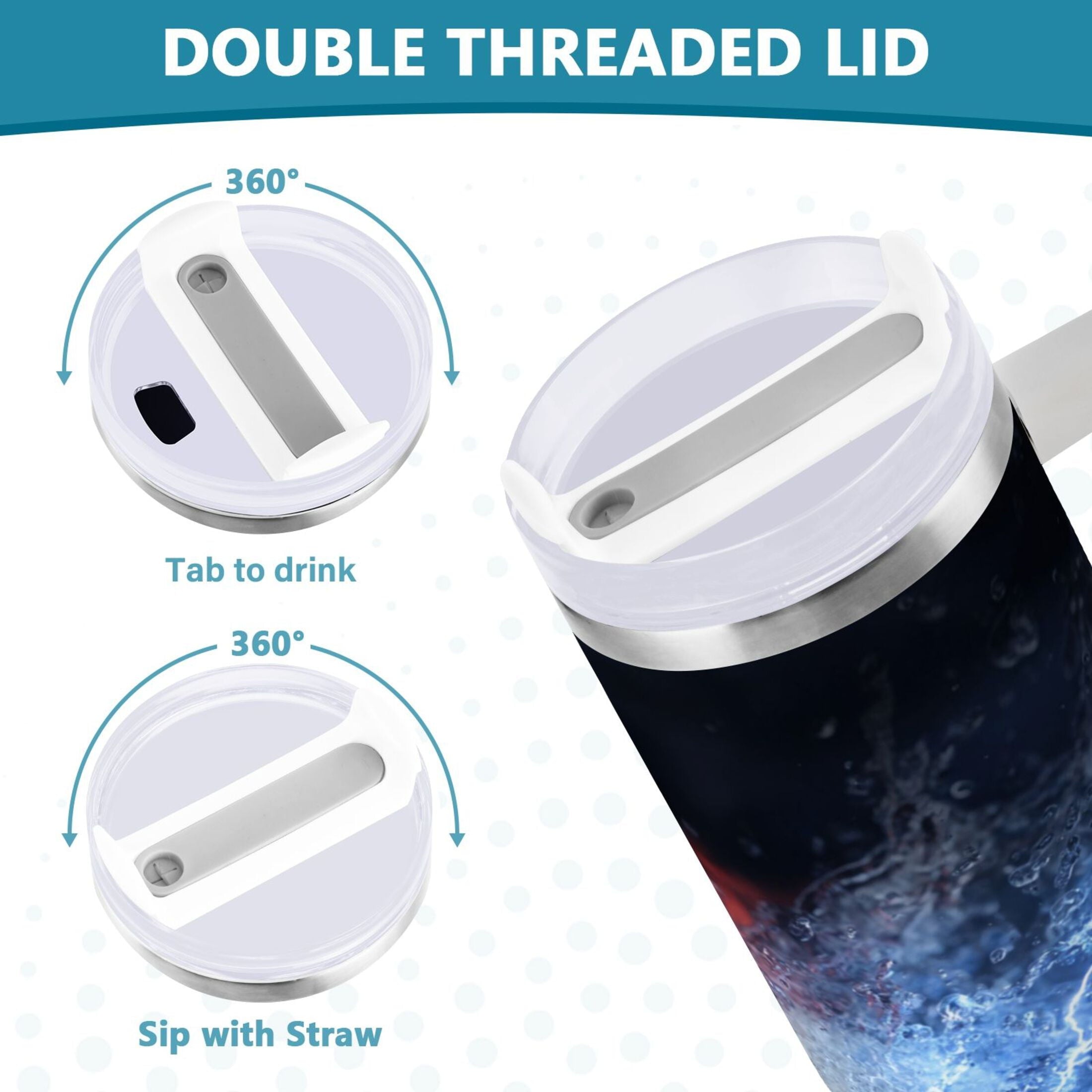 40 oz Insulated Stainless Steel Tumbler Double Wall Stainless Steel Tumbler with 2-Way Drinking Baseball with Water and Fire - Pick 726