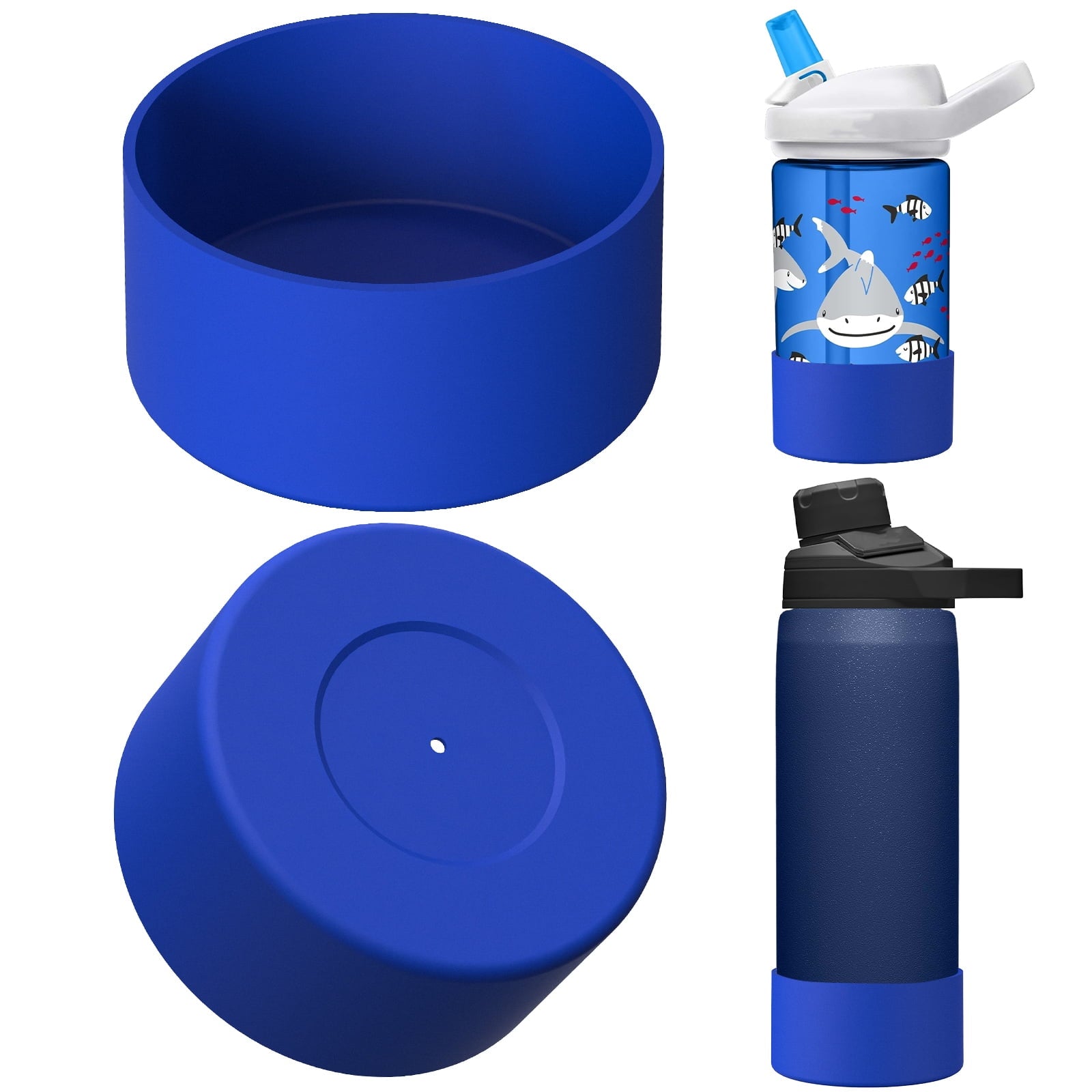 Linkidea 2 Pack Water Bottle Boot Compatible with CamelBak Eddy+20oz/25oz, Chute Mag 20oz/25oz, Carry Cap, Silicone Anti-Slip Bottle Bottom Bumper Protector (Navy Blue) - Pick 775