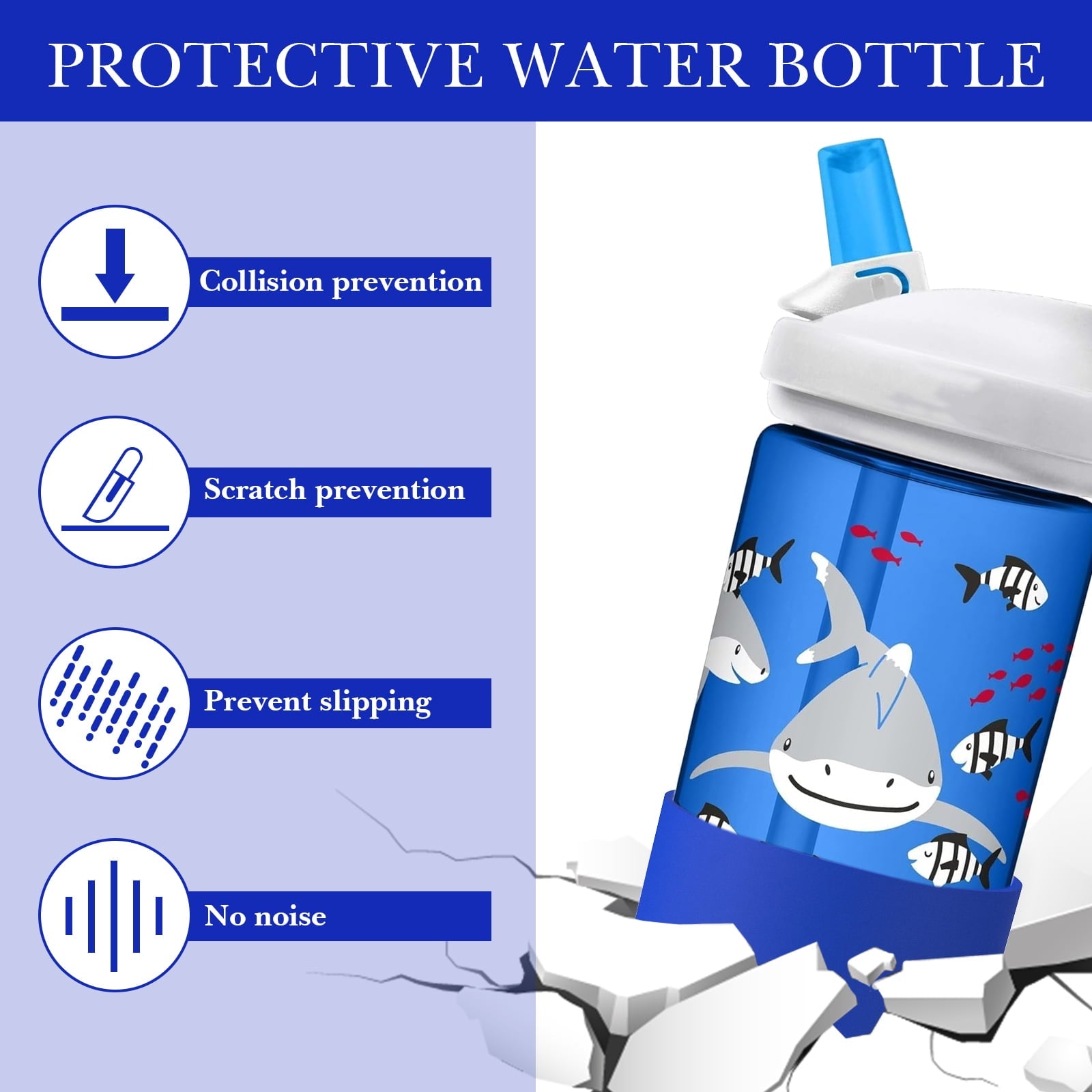 Linkidea 2 Pack Water Bottle Boot Compatible with CamelBak Eddy+20oz/25oz, Chute Mag 20oz/25oz, Carry Cap, Silicone Anti-Slip Bottle Bottom Bumper Protector (Navy Blue) - Pick 775