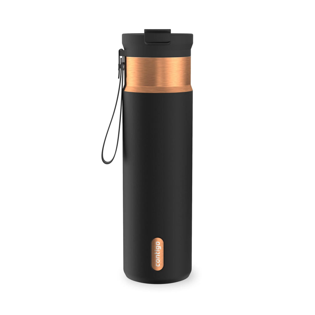 Contigo DualSip Leakproof Stainless Steel Reusable Water Bottle Tumbler with Carrying Strap, Cream/Champagne, 24 oz - Pick 194