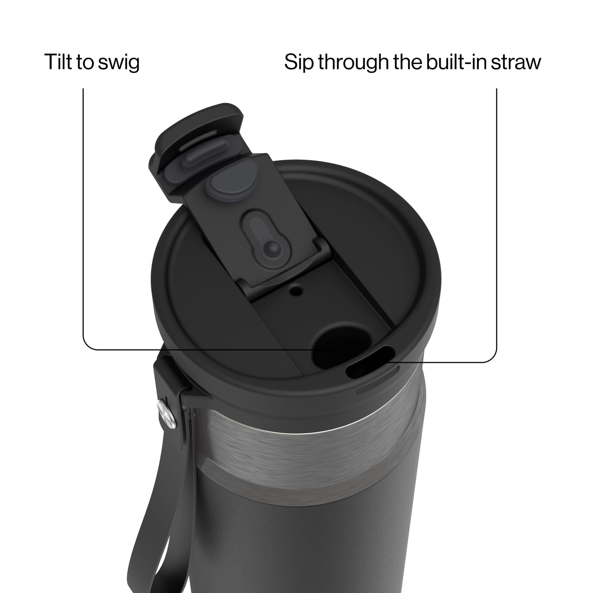 Contigo DualSip Leakproof Stainless Steel Reusable Water Bottle Tumbler with Carrying Strap, Cream/Champagne, 24 oz - Pick 194
