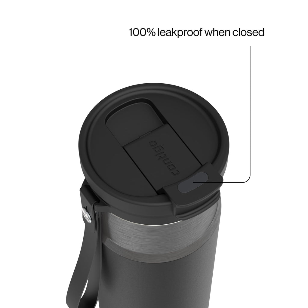 Contigo DualSip Leakproof Stainless Steel Reusable Water Bottle Tumbler with Carrying Strap, Cream/Champagne, 24 oz - Pick 194