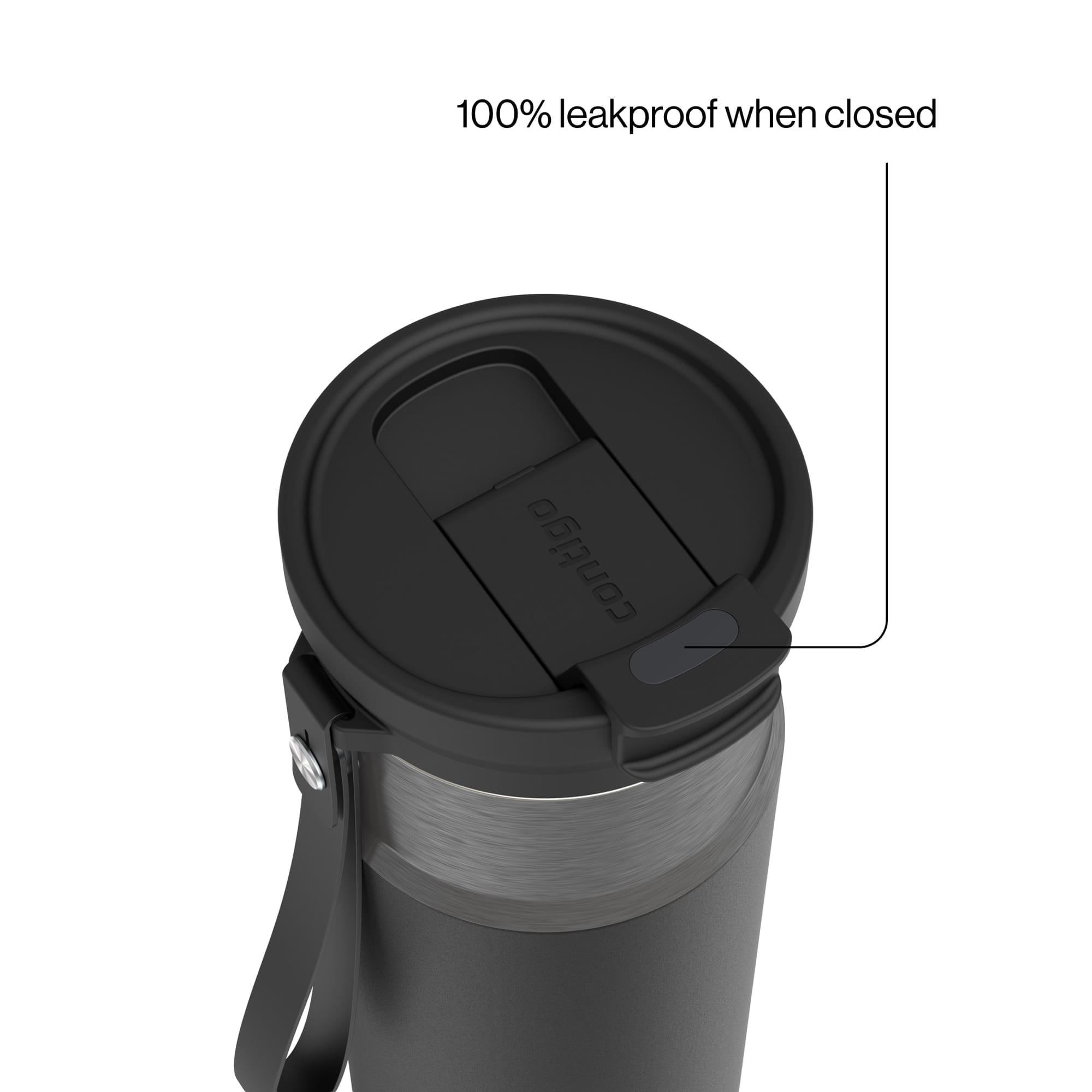 Contigo DualSip Leakproof Stainless Steel Reusable Water Bottle Tumbler with Carrying Strap, Cream/Champagne, 24 oz - Pick 194