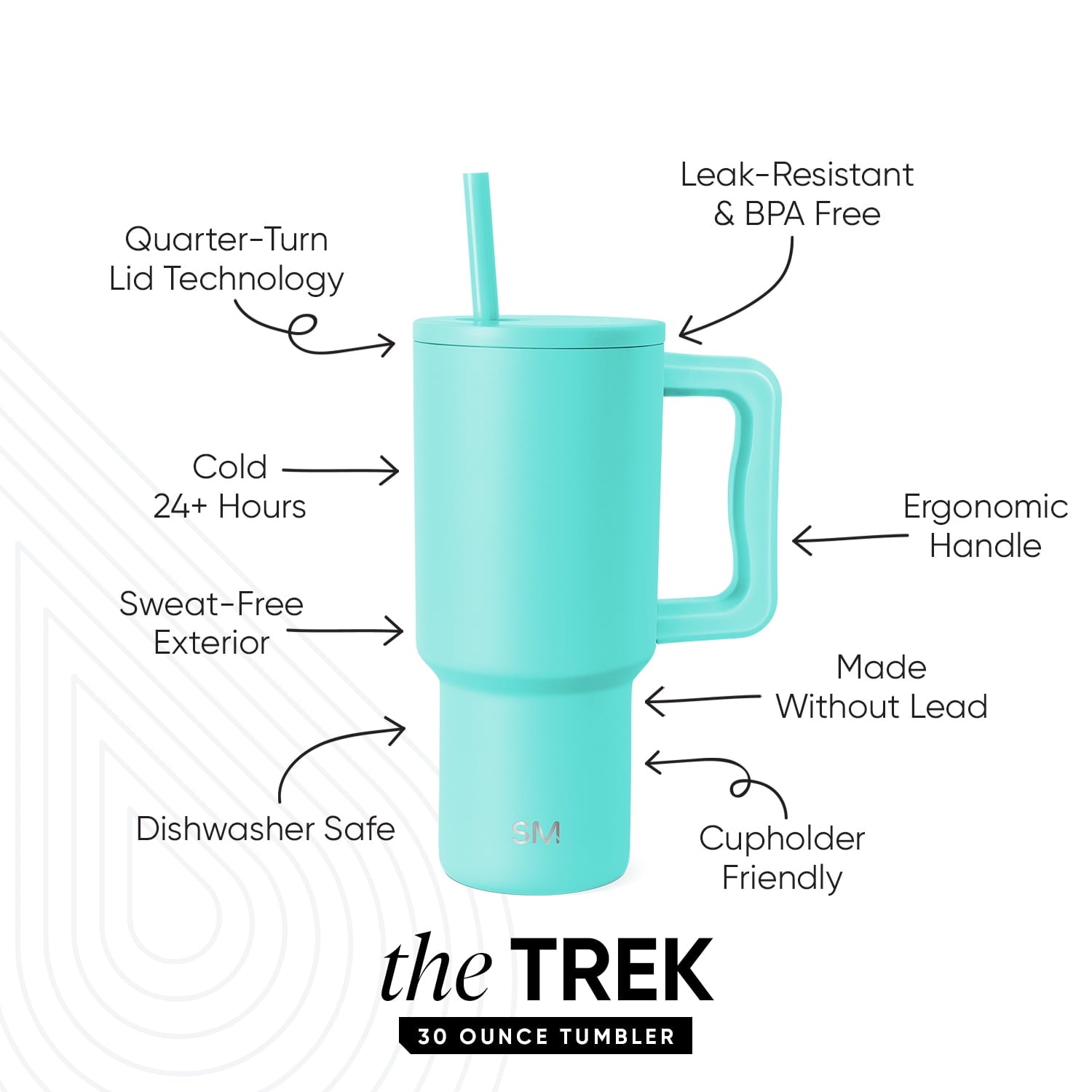 Simple Modern 30 fl oz Insulated Stainless Steel Trek Tumbler with Straw Lid | Seaglass Sage and Cream Checkmate - Pick 125