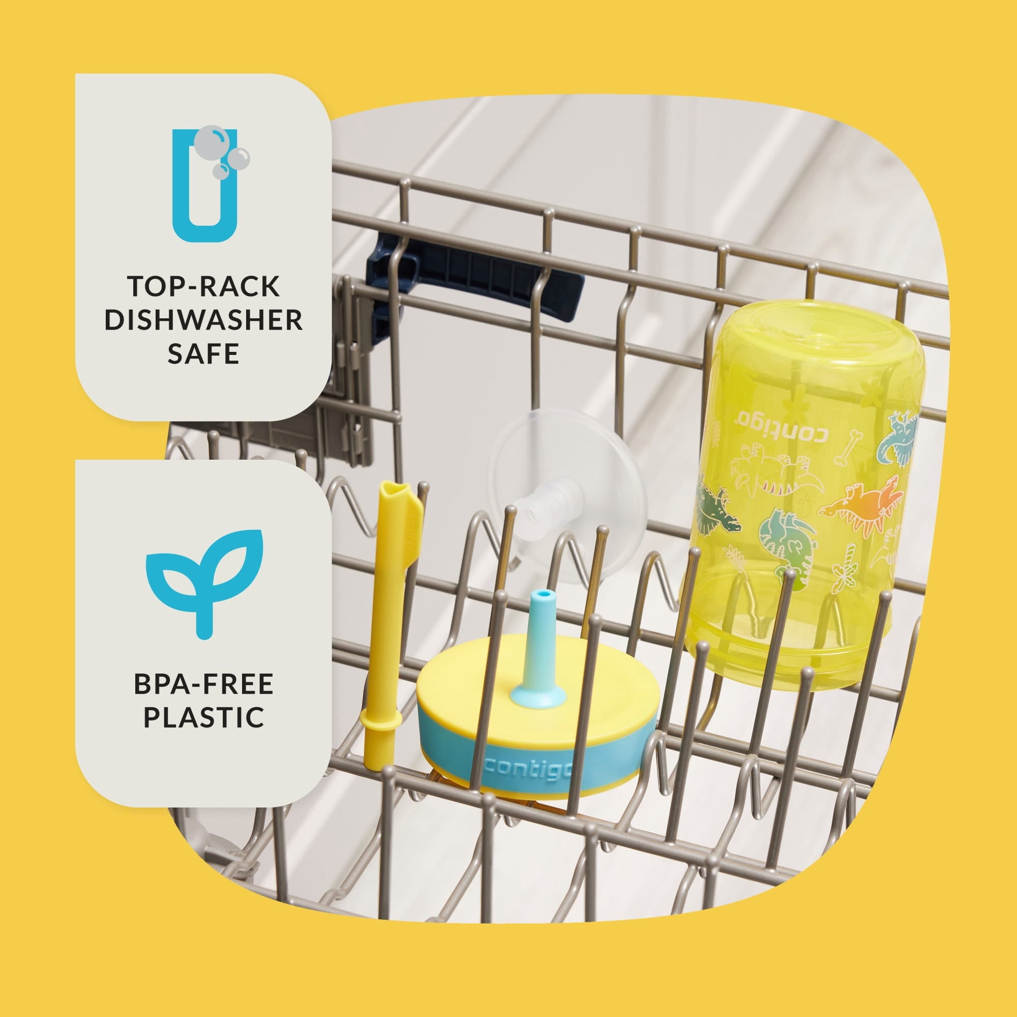 Contigo Kids Leighton Spill-Proof Tumbler with Straw, 14 oz, Yellow - Pick 643