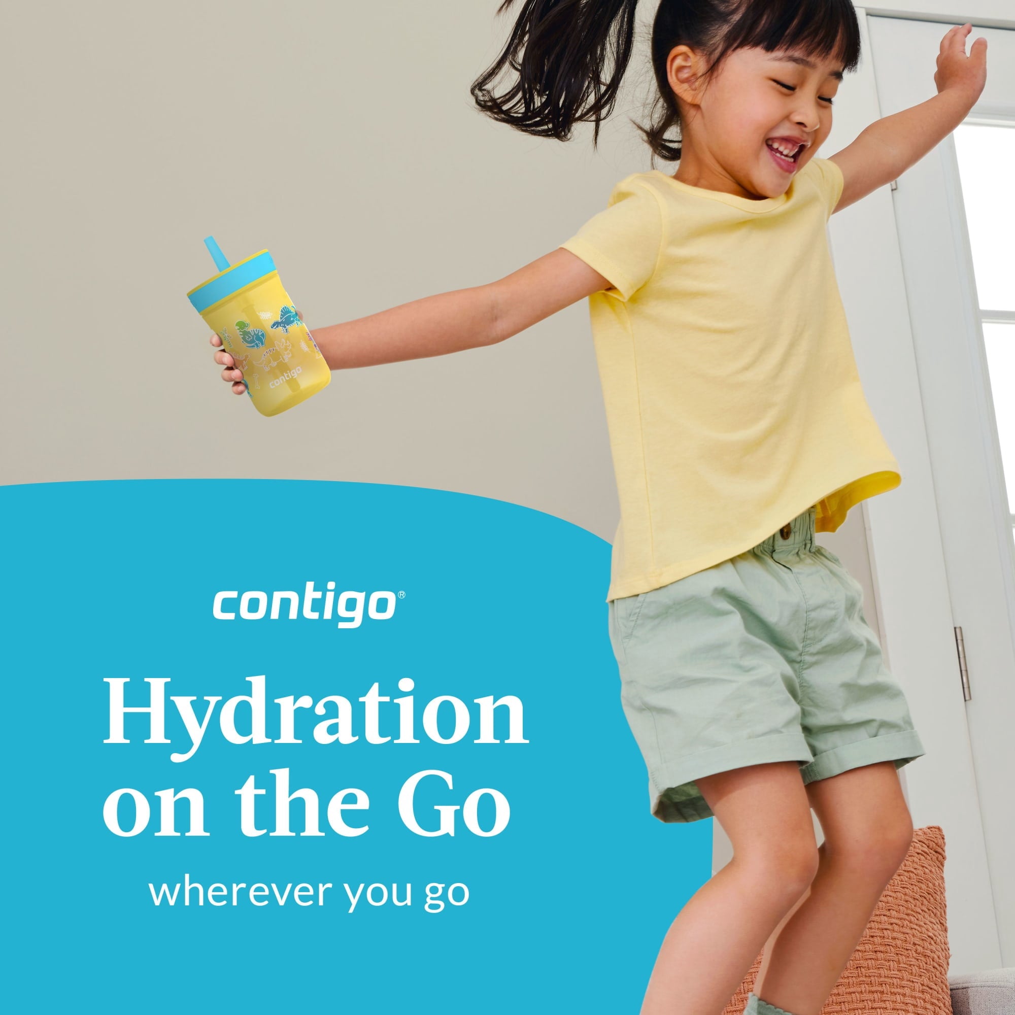 Contigo Kids Leighton Spill-Proof Tumbler with Straw, 14 oz, Yellow - Pick 643