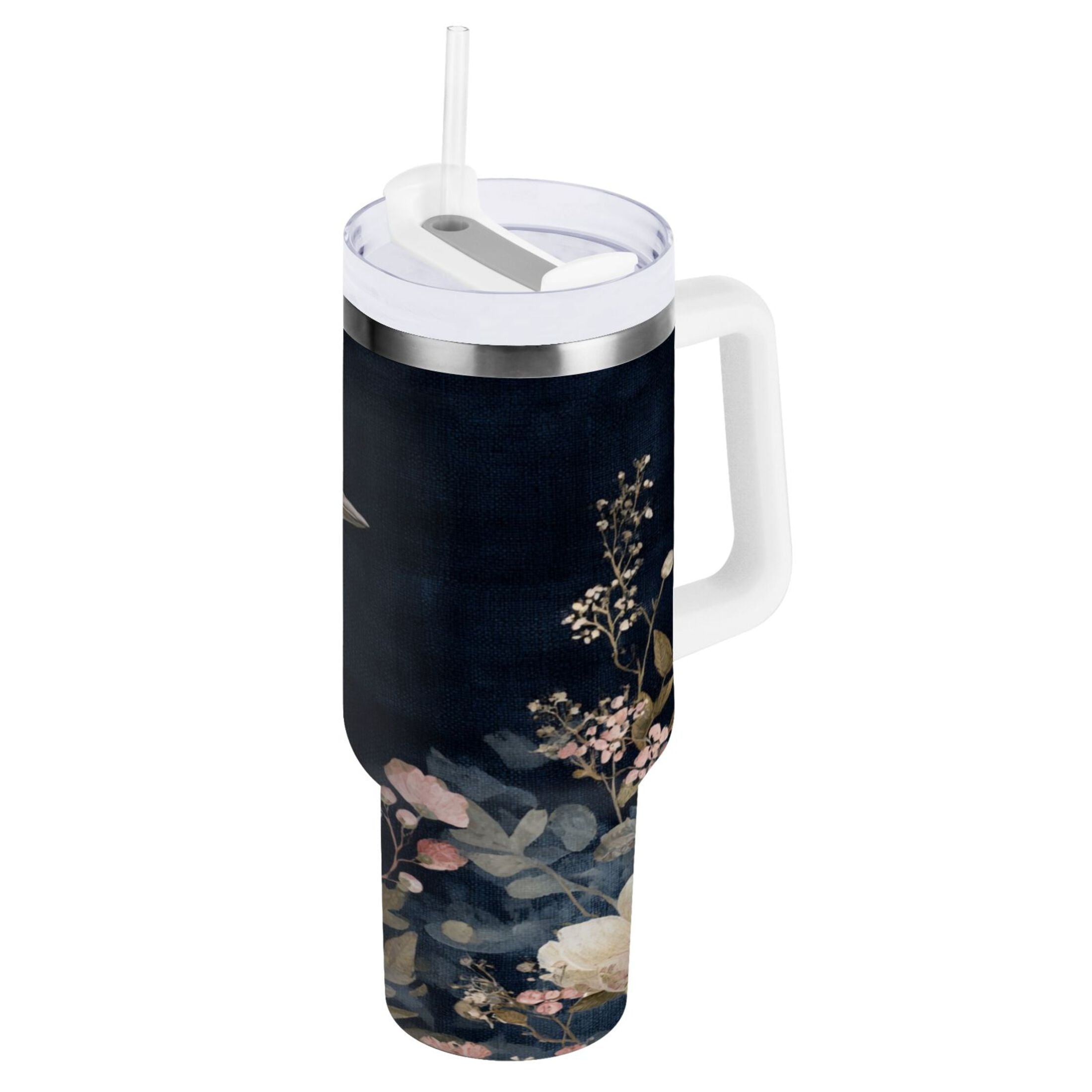 30 oz Insulated Stainless Steel Tumbler Double Wall Stainless Steel Tumbler with 2-Way Drinking Watercolor Vintage Blue Bird - Pick 323