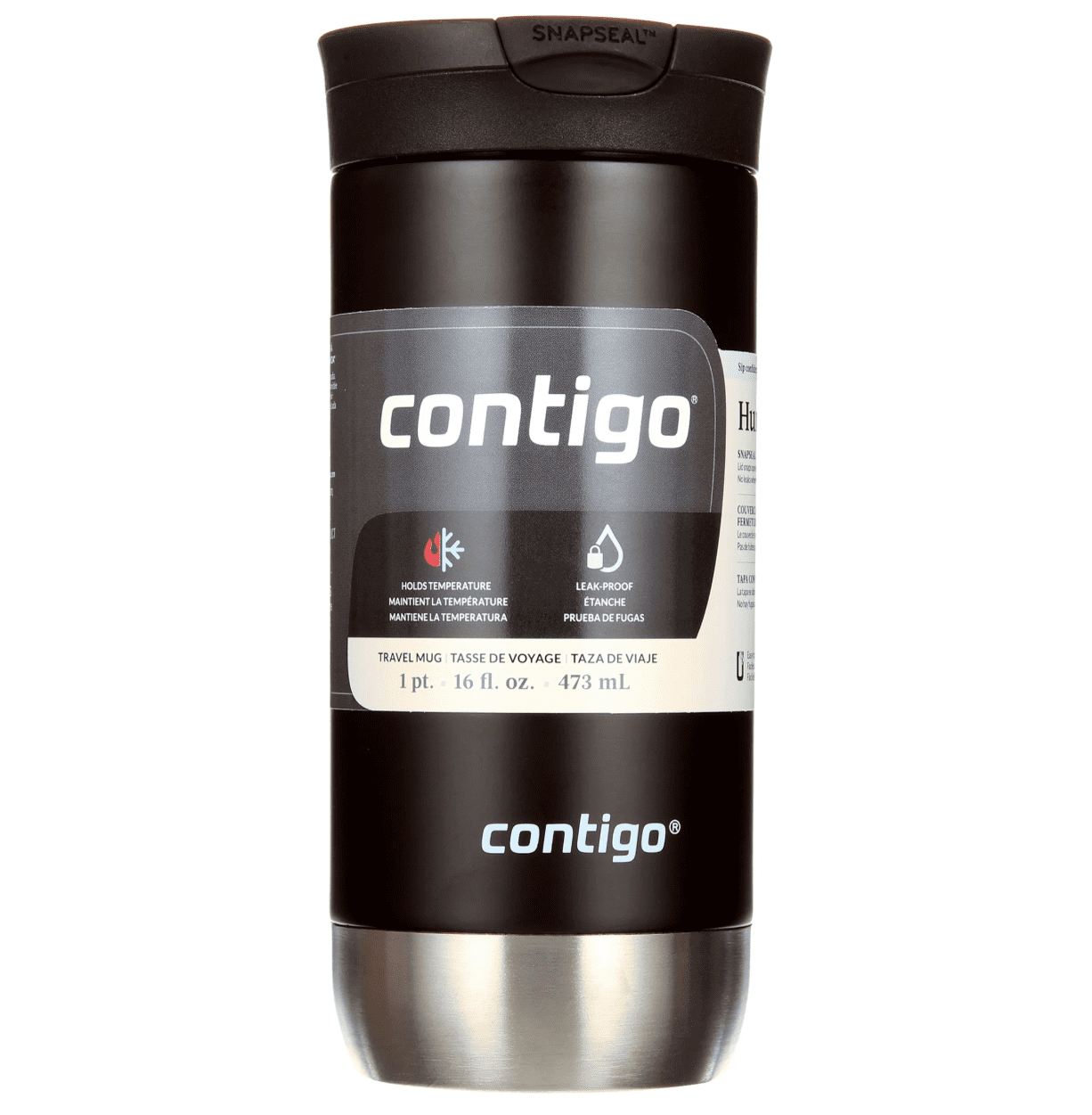 Contigo 16 oz. Huron 2.0 SnapSeal Stainless Steel Travel Mug - Licorice - Pick 608