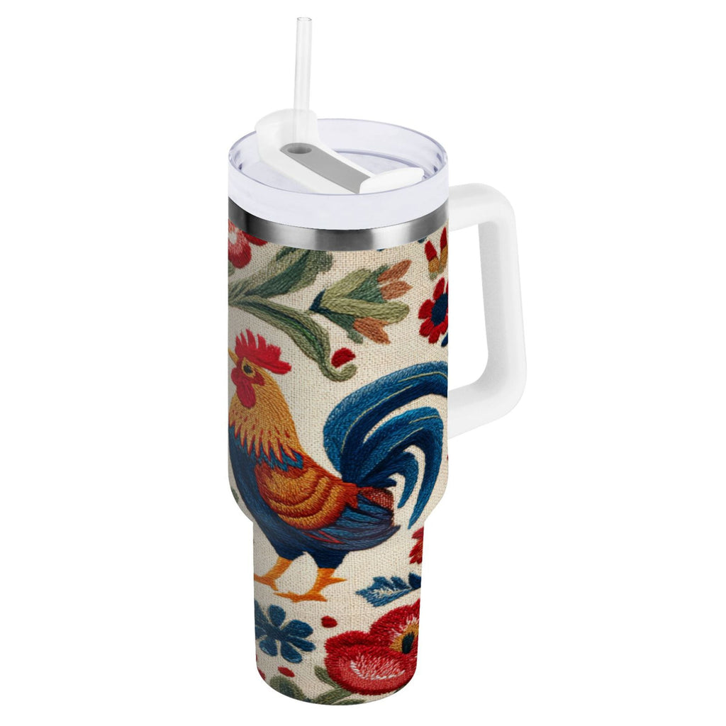 40 oz Insulated Stainless Steel Tumbler Double Wall Stainless Steel Tumbler with 2-Way Drinking Male and Female Chickens - Pick 434