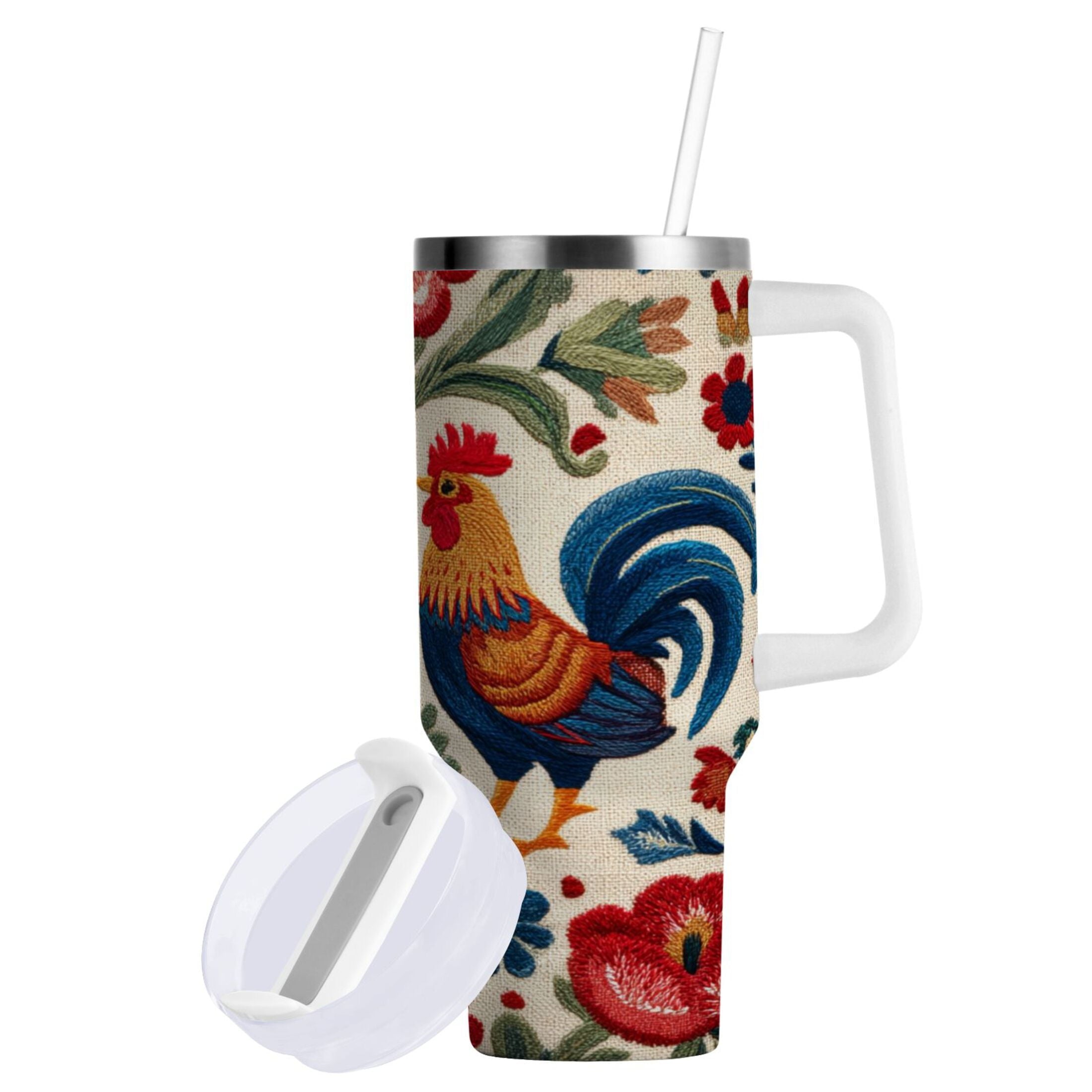 40 oz Insulated Stainless Steel Tumbler Double Wall Stainless Steel Tumbler with 2-Way Drinking Male and Female Chickens - Pick 434