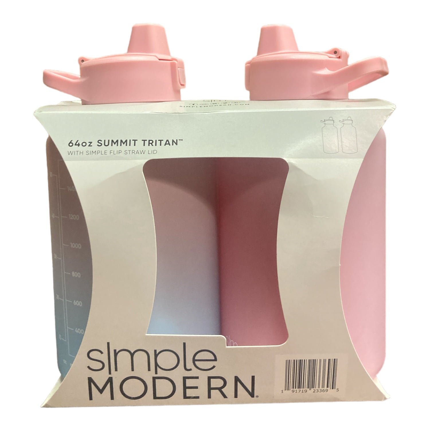 Simple Modern 64-oz Tritan Plastic Summit With Simple Flip Straw Lid 2 Pack (Sweet Taffy and Blush) - Pick 272