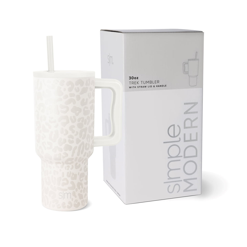 Simple Modern 30 fl oz Insulated Stainless Steel Trek Tumbler with Straw Lid | Cream Leopard - Pick 799