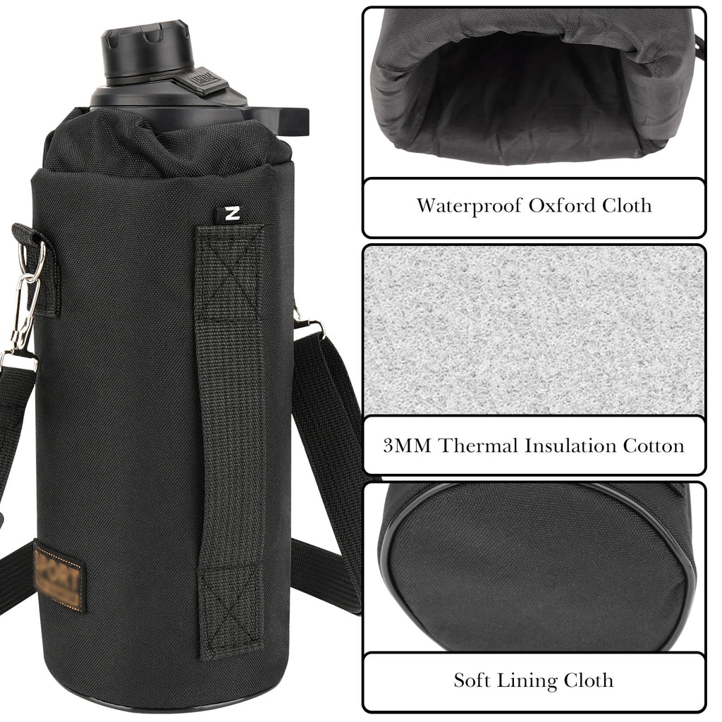 Linkidea Sports Water Bottle Carrier with Strap Compatible with Nalgene Sustain Tritan 48oz, CamelBak Chute Mag 50oz, Thick Waterbottle Cooler Bag Holder Shoulder Strap, Black - Pick 990