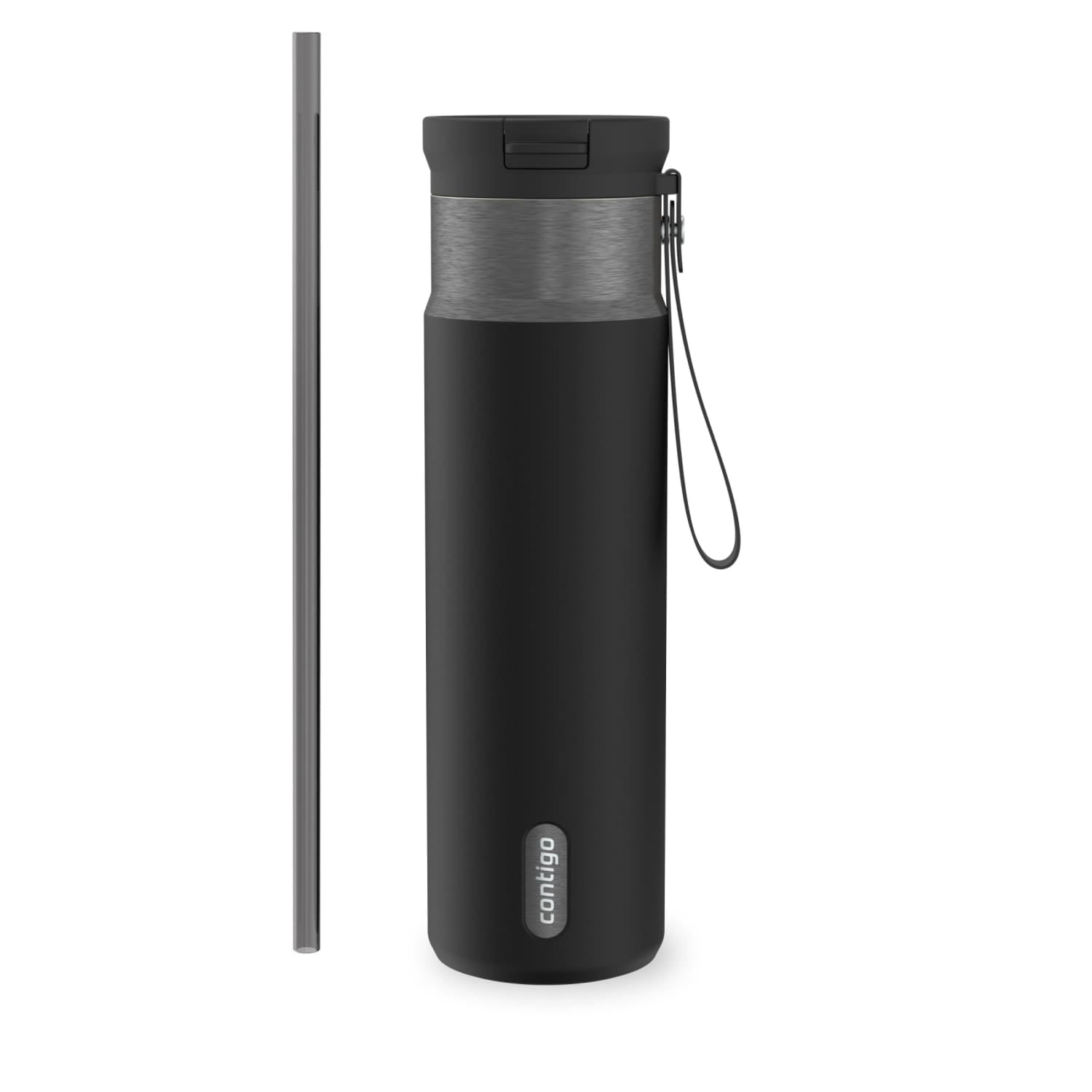 Contigo SnapSeal Leakproof Stainless Steel Reusable Water Bottle with Carrying Strap, Dark Blue/Bronze, 24 oz - Pick 589