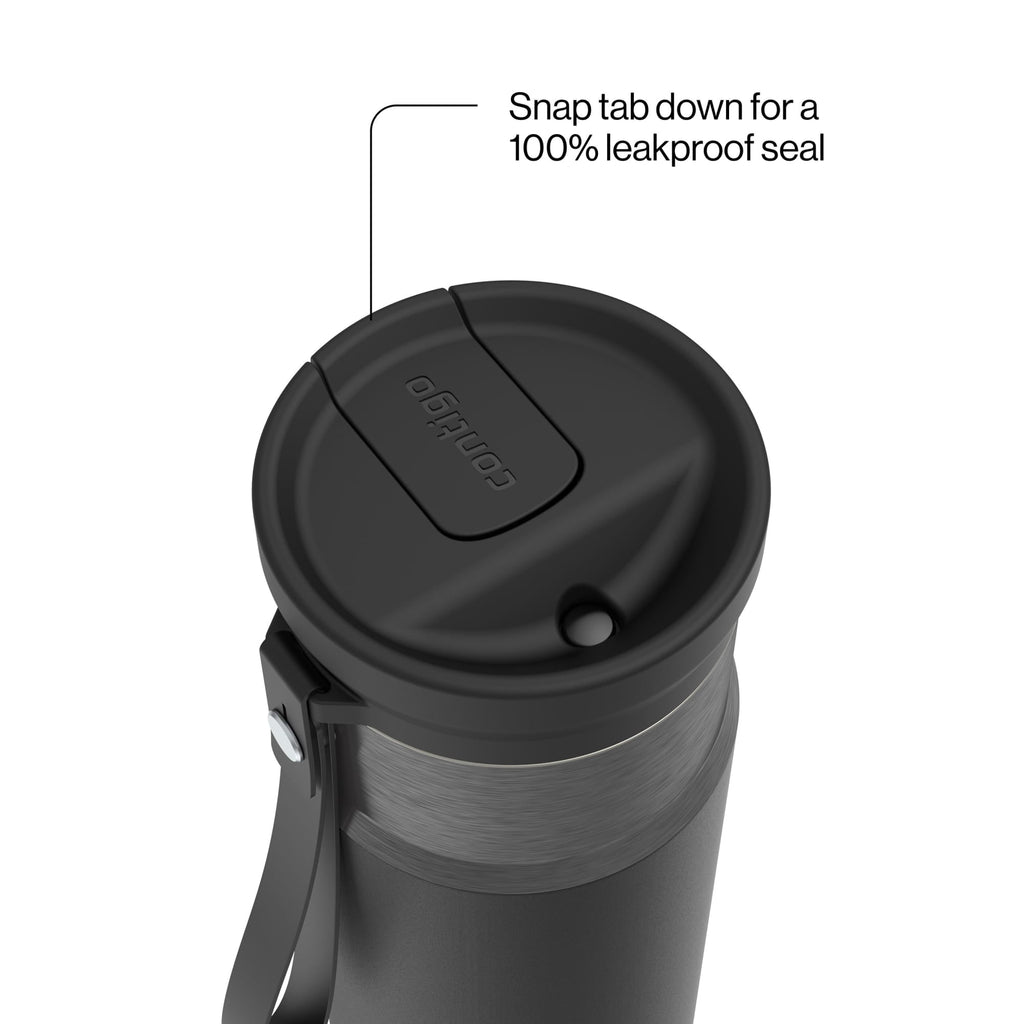 Contigo SnapSeal Leakproof Stainless Steel Reusable Water Bottle with Carrying Strap, Dark Blue/Bronze, 24 oz - Pick 589
